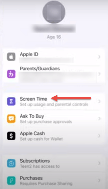 Click on Screen Time on the iPhone