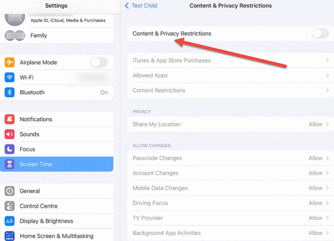 Enable Content Privacy Restrictions to Customize App and Website Access