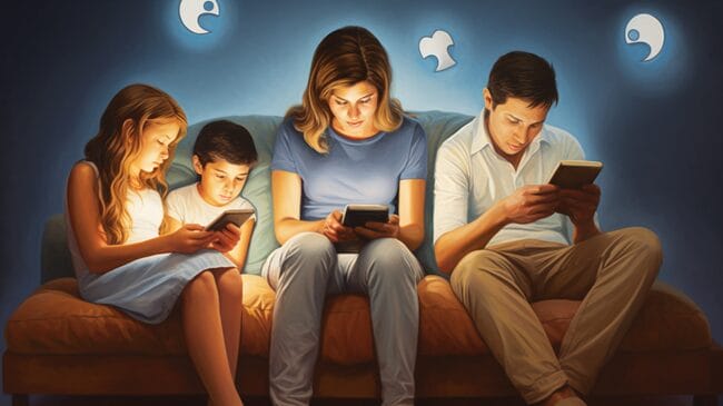 Family Discussing Online safety Rules for iPhone Use