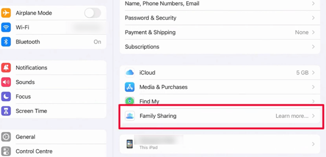 Remotely Manage Screen Time via Family Sharing Settings