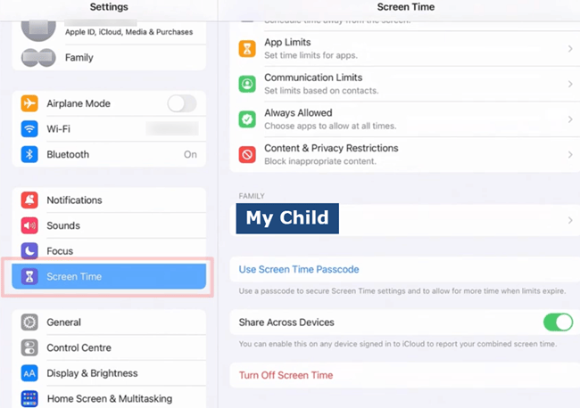 Select Your Childs iPhone to Set Restrictions and Monitor Usage