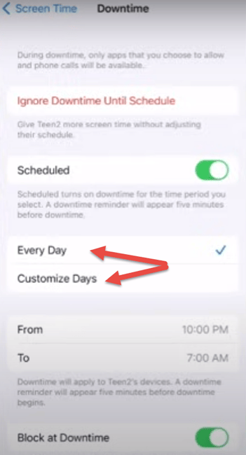 Set to Every Day or Customize Days