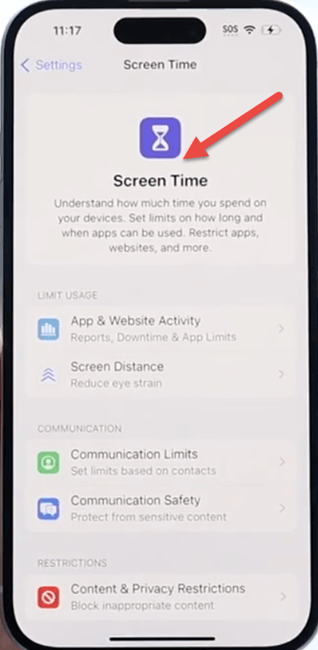 Tap Turn On Screen Time for Device or Childs Device Options