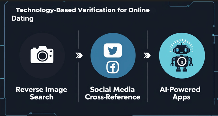 Infographic showing three technology-based verification tools for online dating