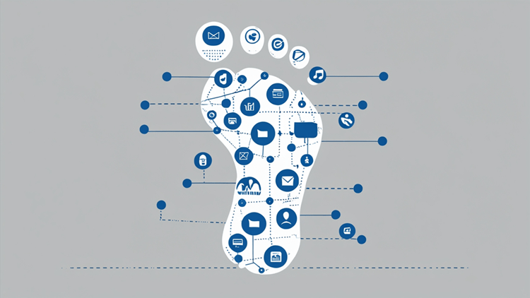 Infographic showing interconnected data sources forming a digital footprint